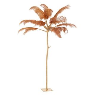 Arbre Déco en Métal "Plumes" 190cm Or & Ocre