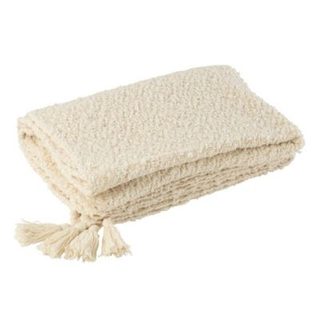 Plaid Uni en Coton "Floches" 130x180cm Crème