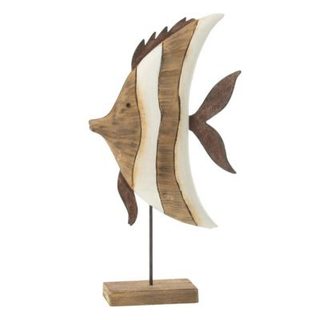 Statuette Poisson sur Pied en Bois "Ligne" 38cm Naturel