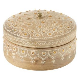 Boîte Déco en Bois "Perle du Sahara" 14cm Naturel