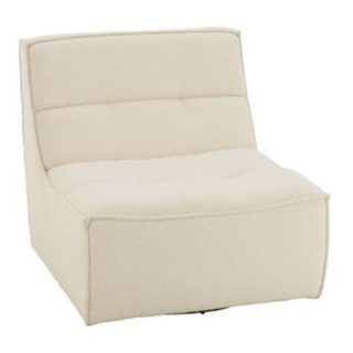 Fauteuil pivotant carré en tissu bouclette (97x83x83 cm - Crème)