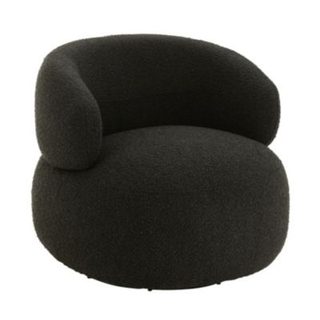 Fauteuil pivotant rond en bouclette (85x82x73 cm - Noir)