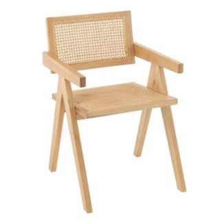 Chaise design en bois et rotin (59x52x80 cm - Naturel)