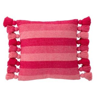 Coussin Déco à Pompons "Polly" 50x50cm Rose
