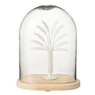 Cloche Déco en Verre "Palmier" 28cm Blanc