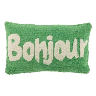 Coussin Déco Tufté Bonjour "Polly" 30x50cm Vert