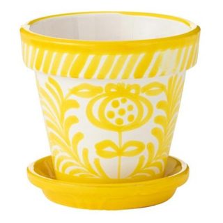 Pot Avec Soucoupe en Céramique "Granada" 21cm Jaune