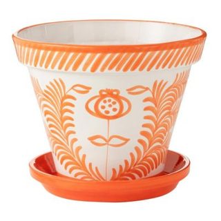 Pot Avec Soucoupe en Céramique "Granada" 50cm Orange