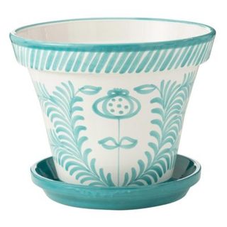 Pot Avec Soucoupe en Céramique "Granada" 50cm Bleu Aqua