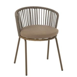 Chaise extérieure design en acier et corde (56x57x75 cm - Taupe)