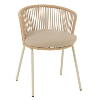 Chaise extérieure design en acier et corde (56x57x75 cm - Beige)