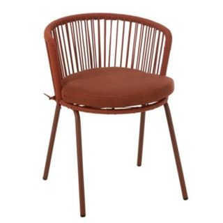 Chaise extérieure design en acier et corde (56x57x75 cm - Terracotta)