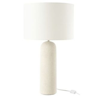 Lampe sur pied en terre cuite et lin (38x38x68 cm - Blanc)