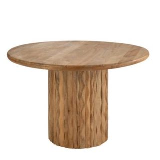 Table à manger ronde en bois sculpté (120x120x75 cm - Naturel)