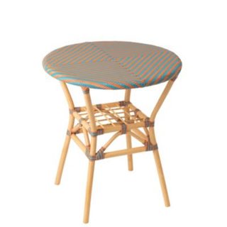 Table de jardin ronde en rotin tressé (70x70x75 cm - Orange)