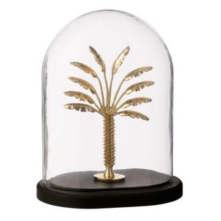 Cloche Déco en Verre "Palmier" 28cm Doré