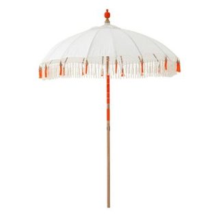 Parasol Rond à Franges "Flavie" 180cm écru & Orange