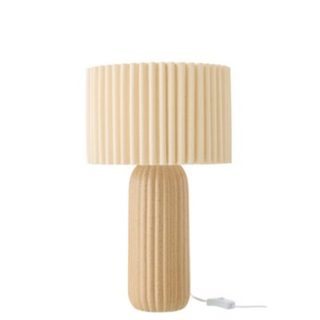 Lampe à poser en poterie avec abat-jour plissé (30x30x50 cm - Beige)