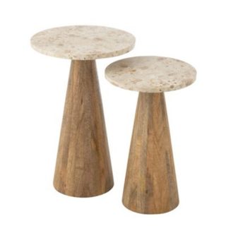 Lot de 2 Tables d'Appoint en Marbre "Eula" 53cm Beige