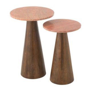 Lot de 2 Tables d'Appoint en Marbre "Eula" 53cm Terracotta
