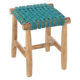 Tabouret en Teck "Erin" 45cm Turquoise