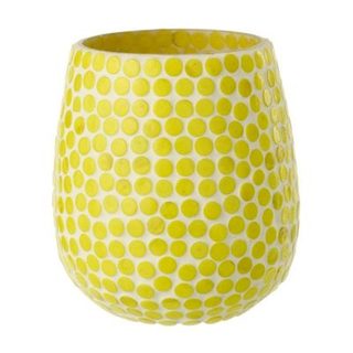 Photophore Mosaïque en Verre "Burl" 12cm Jaune