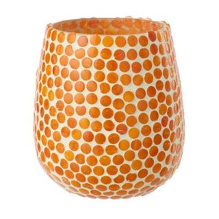Photophore Mosaïque en Verre "Burl" 12cm Orange
