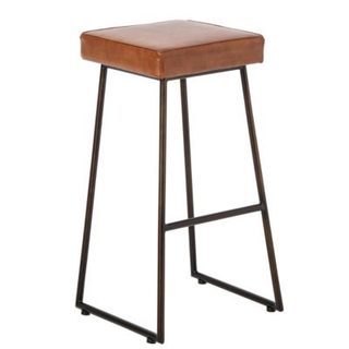 Tabouret de Bar en Cuir "Austin" 73cm Camel