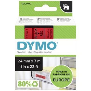 Ruban d'étiquetage DYMO D1 24 mm x 7 m - Noir sur rouge