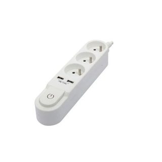 Multiprise Design 3x16A + 2xUSB 1,5m - blanc - Chacon