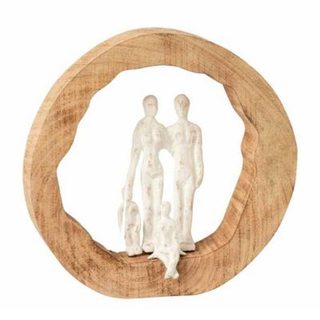 Statue Déco en Bois "Famille" 29cm Naturel