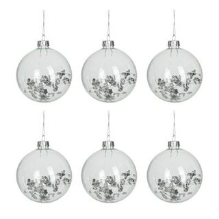 Boite de 6 boules de Noël en Verre transparent 10x10x10cm