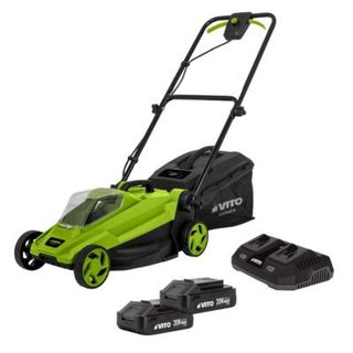 Tondeuse à gazon 20V + 2 Batteries lithium 3.0Ah + Chargeur double Gazon 300m2 - Bac 30L VITO