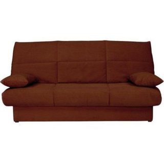 Banquette clic-clac - 3 places - Avec coussins - Tissu Terracotta -190 x 90 x 92 cm - CLEM