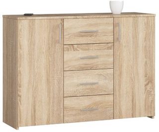 Commode AKORD K45 Chêne Sonoma 110 cm 2 portes 4 tiroirs façade Chêne Sonoma 4 étagères 110x35x80 cm