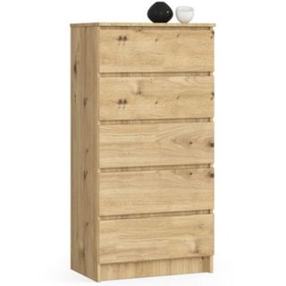 Commode AKORD K60 Chêne Artisan 60 cm 5 tiroirs façade Chêne Artisan 60x40x121 cm
