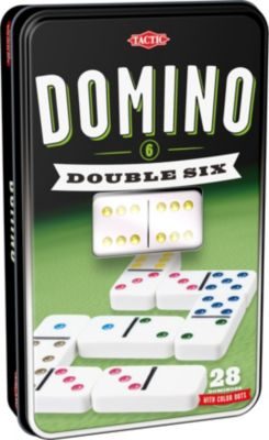 Jeu de dominos TACTIC Double 6 en boîte métal - Garçon et Fille - A partir de 5 ans