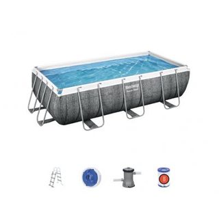 Piscine Hors sol Tubulaire Bestway Power Steel Design Rotin 404x201x100 cm Filtre a Cartouche de 2.006 litres/heure avec Echelle