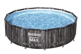 Bestway Piscine tubulaire ronde effet bois Steel Pro Max Ø4.27 x H 1.07 m
