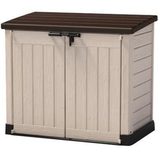 Coffre de rangement extérieur KETER en résine 1200 litres Beige et marron - Range Poubelles ou vélo