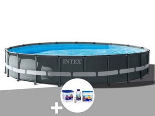 Kit piscine tubulaire Intex Ultra XTR Frame ronde 6,10 x 1,22 m + Kit de traitement au chlore