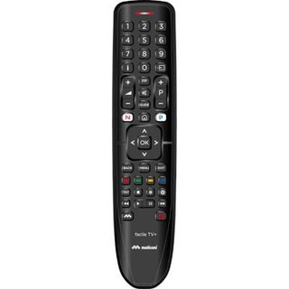 Meliconi - Télécommande universelle FACILE TV+ - 100% fonctions d'origine - Corps en gomme antichoc - Accès direct Netflix et Prim