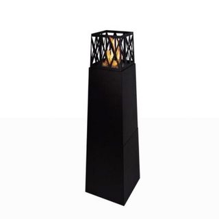 Cheminée de jardin - DIVINA FIRE - Vulcano Noir - Bioéthanol - Acier - 40x40x145 cm