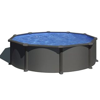 Piscine ronde acier Gré Juni Gris Anthracite - 4,60 x 1,30 m