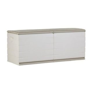 PLASTIKEN Coffre 450L Interieur/Exterieur Fonctionnel et Esthetique Cadenassable avec Roulettes Beige