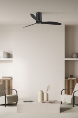 Ventilateur de plafond noir mat en metal avec telecommande 6 vitesses silencieux