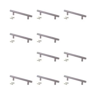 Emuca Lot de 10 poignées pour meubles Orlando, L210mm, entraxe 160mm, Acier, Nickel satiné