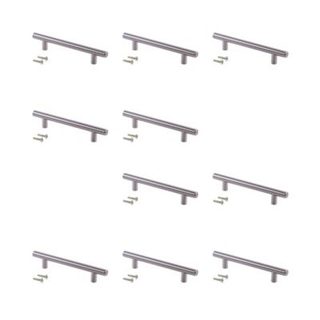 Emuca Lot de 10 poignées pour meubles Orlando, L528mm, entraxe 448mm, Acier, Nickel satiné