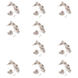 Emuca Lot de 10 charnières Super coudées X91 ouverture à 165 degrés avec fermeture amortie et embases Euro, hauteur 0, acier,