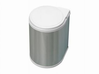 Emuca Bac de recyclage à fixer sur porte de meuble, 1 bac amovible 13 litres, Plastique et Acier inoxydable